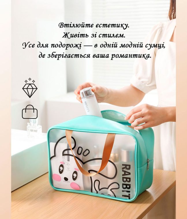 Органайзер-сумка для спорту та подорожей 19,5х7х13 см Кролик LoveYouHome, Фото 7 з 7